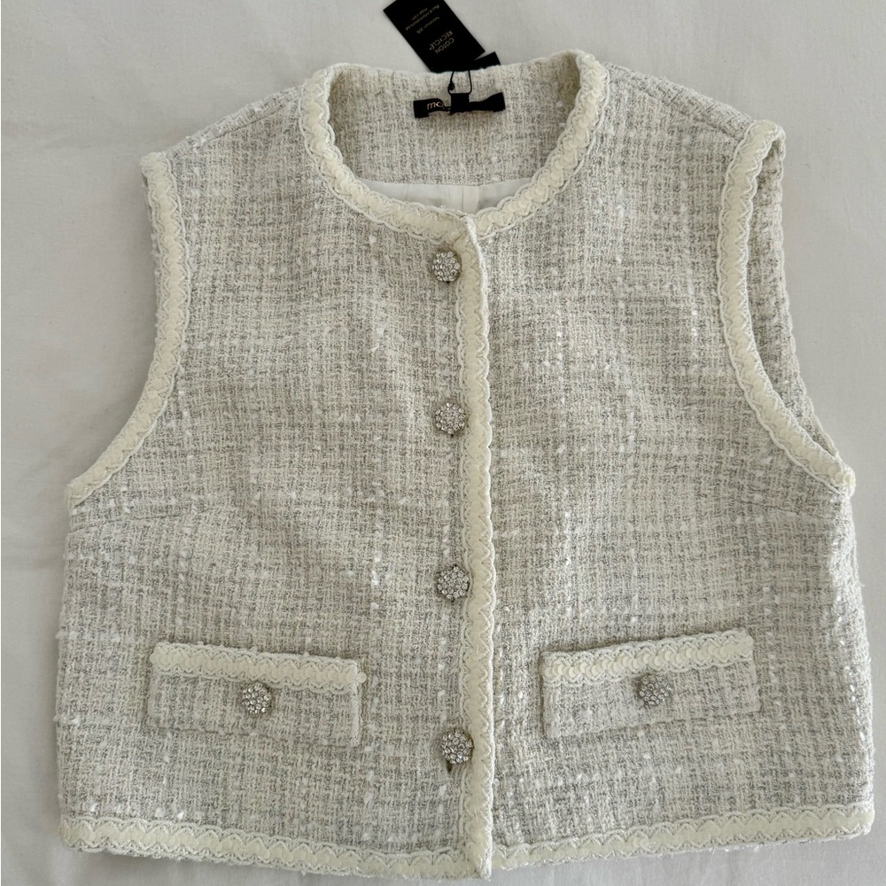 SOLD - MAJE - Tweed Vest with Button Details